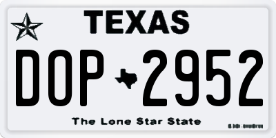 TX license plate DOP2952