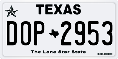TX license plate DOP2953