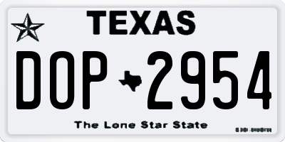 TX license plate DOP2954