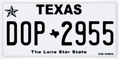 TX license plate DOP2955