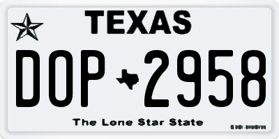 TX license plate DOP2958