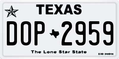 TX license plate DOP2959