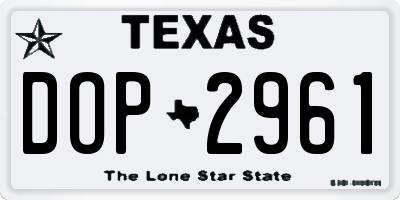 TX license plate DOP2961