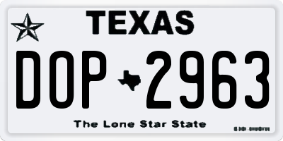 TX license plate DOP2963