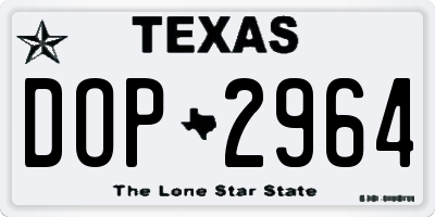 TX license plate DOP2964