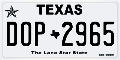 TX license plate DOP2965