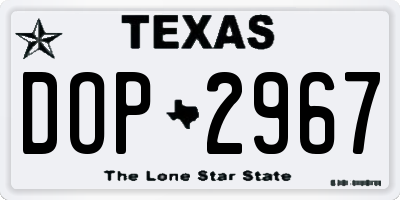 TX license plate DOP2967