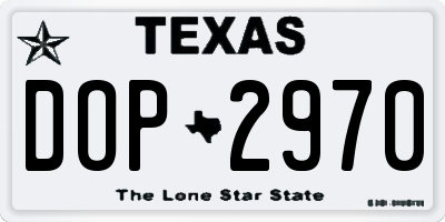 TX license plate DOP2970