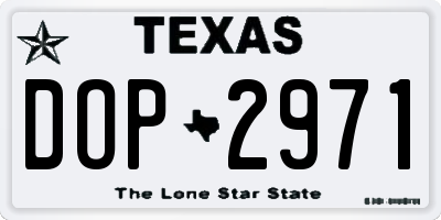 TX license plate DOP2971
