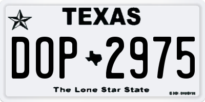 TX license plate DOP2975