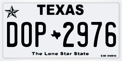 TX license plate DOP2976