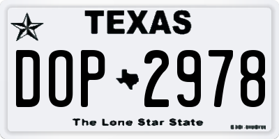 TX license plate DOP2978
