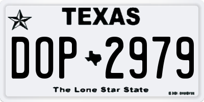 TX license plate DOP2979