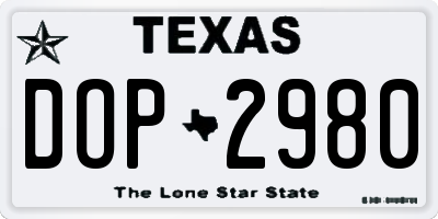 TX license plate DOP2980