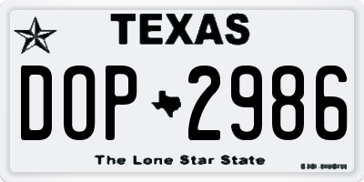 TX license plate DOP2986