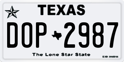 TX license plate DOP2987