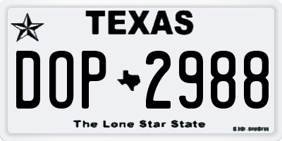 TX license plate DOP2988