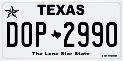 TX license plate DOP2990