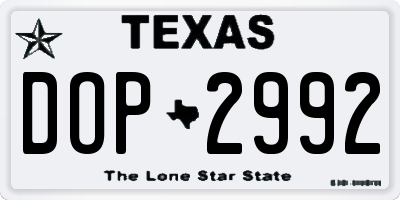 TX license plate DOP2992
