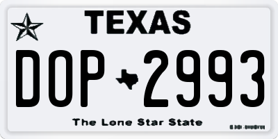 TX license plate DOP2993