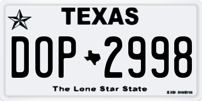 TX license plate DOP2998