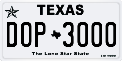 TX license plate DOP3000