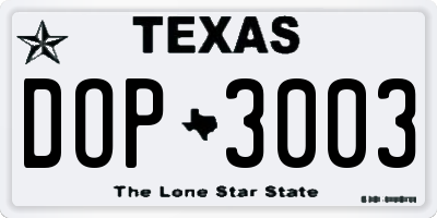 TX license plate DOP3003