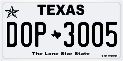 TX license plate DOP3005
