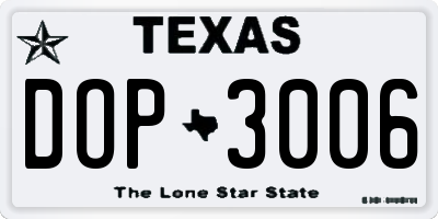 TX license plate DOP3006