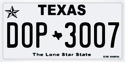 TX license plate DOP3007