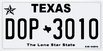 TX license plate DOP3010