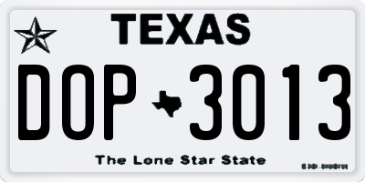 TX license plate DOP3013