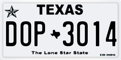TX license plate DOP3014
