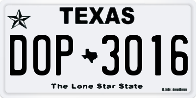 TX license plate DOP3016
