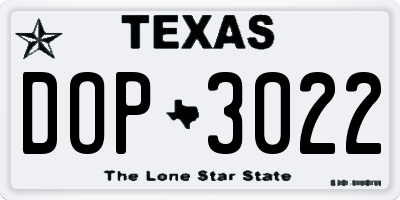 TX license plate DOP3022
