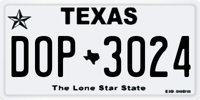 TX license plate DOP3024