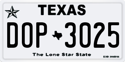TX license plate DOP3025