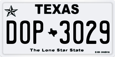 TX license plate DOP3029