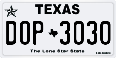 TX license plate DOP3030