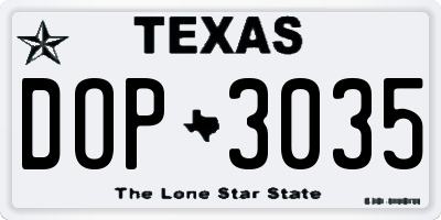 TX license plate DOP3035