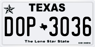 TX license plate DOP3036