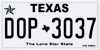 TX license plate DOP3037