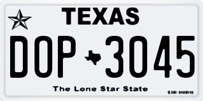 TX license plate DOP3045