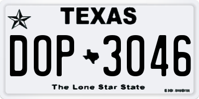 TX license plate DOP3046