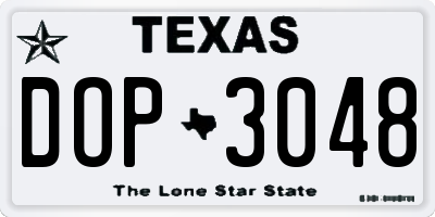 TX license plate DOP3048