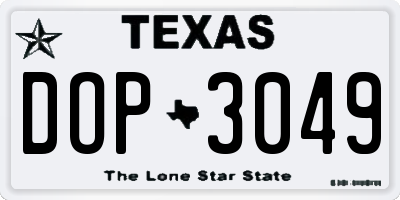 TX license plate DOP3049