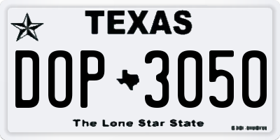 TX license plate DOP3050