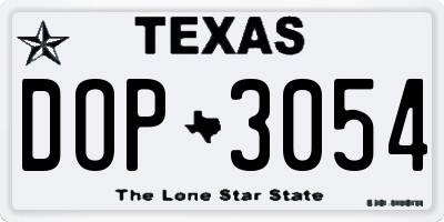 TX license plate DOP3054