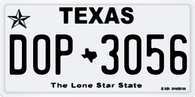 TX license plate DOP3056