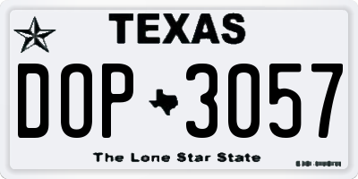 TX license plate DOP3057